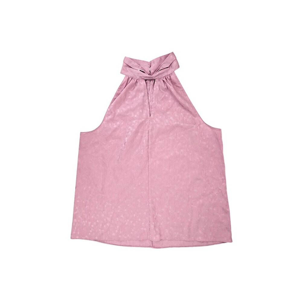 Worthington Women Pink Sleeveless Halter Neck Top Subtle Pattern Size Medium New